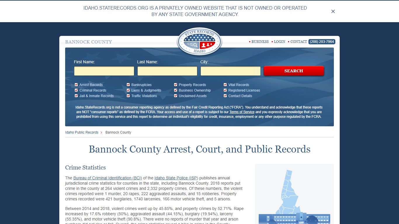 Bannock County Arrest, Court, and Public Records
