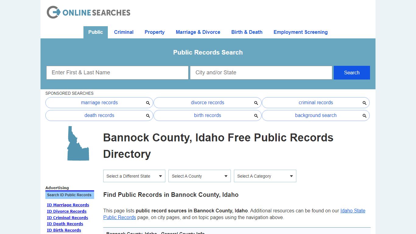 Bannock County, Idaho Public Records Directory